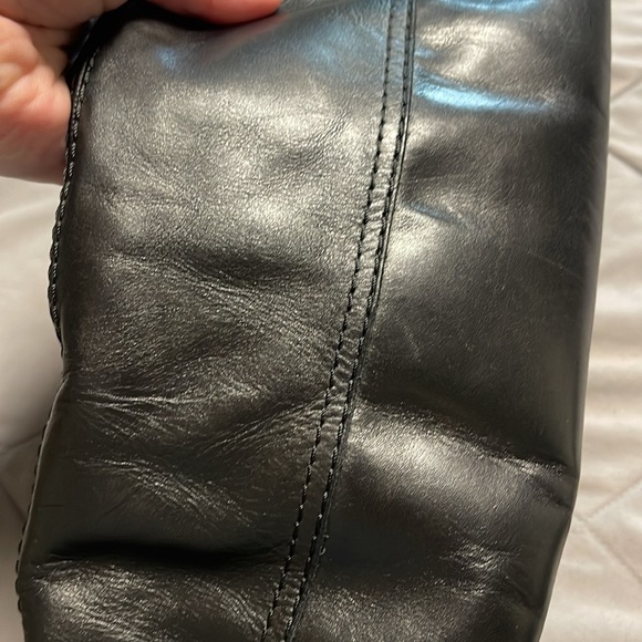 Gucci Vintage Fur Lined Leather Tall Black Gold Heeled Boots Size 4.5 - Picture 12 of 15